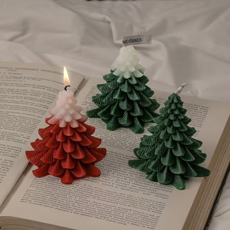DIY Christmas candles aromatherapy Christmas tree candles Christmas atmosphere decoration gifts handmade ornaments