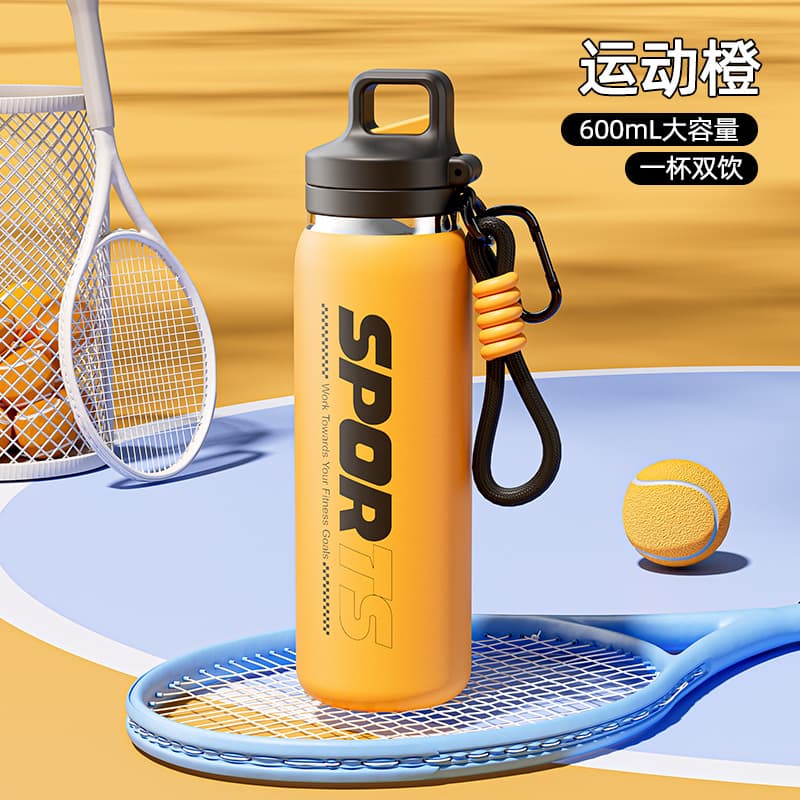 316 Stainless Steel Insulated Water Bottle for Men and Women Outdoor Travel Sports Portable Water Cup One-Touch Flip Lid Dual Drinking Straw Cup