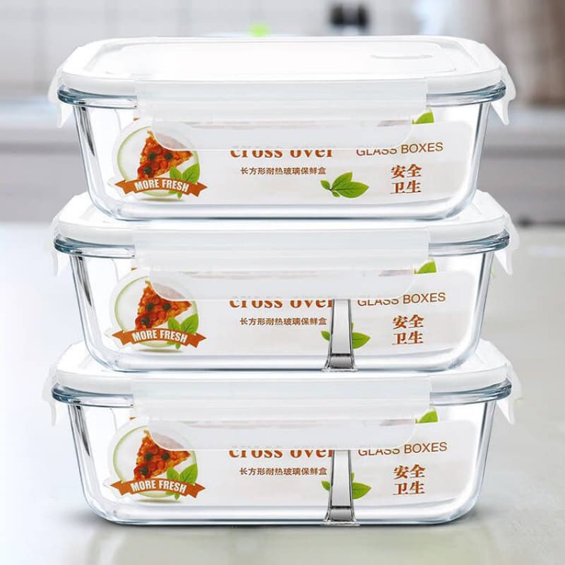 Portable transparent lunch box microwave crisper soup bowl refrigerator special high temperature resistant lunch box lunch box white