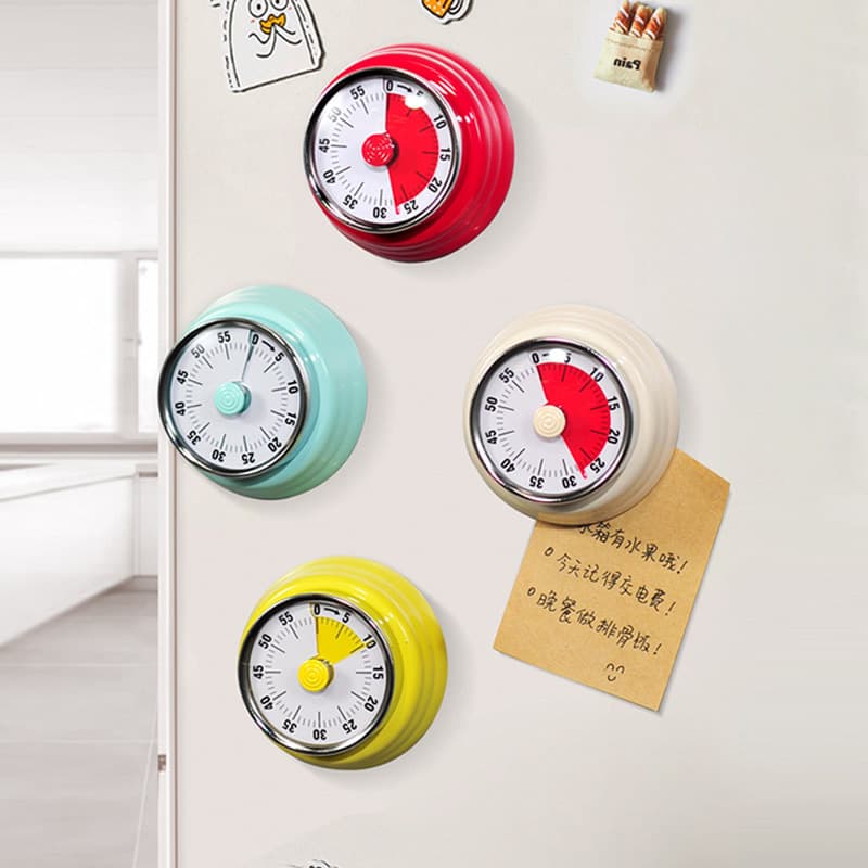 Drop Shipping Mechanical Timer, Creative Kitchen Time Reminder with Visual Time Display and Magnetic Base