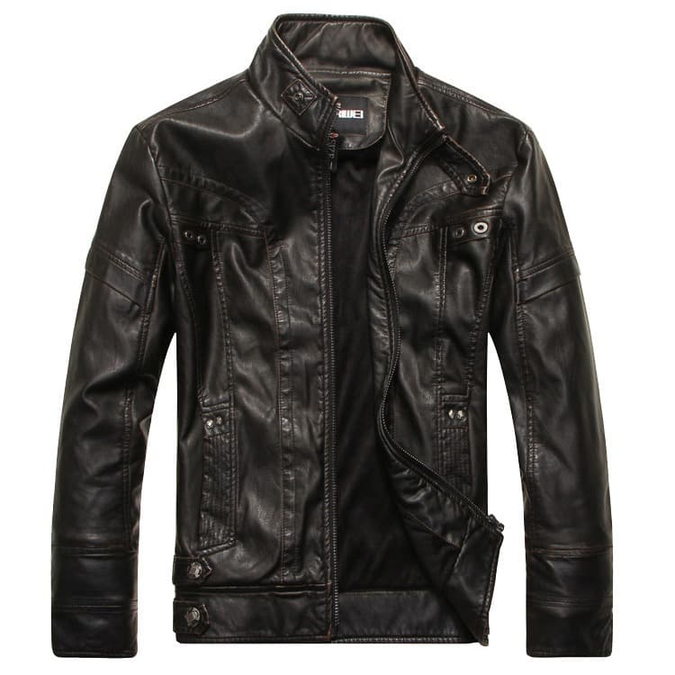 2017 Wish AliExpress Amazon Men's Motorcycle PU Leather Jacket Men's Coat Factory Leather Jacket