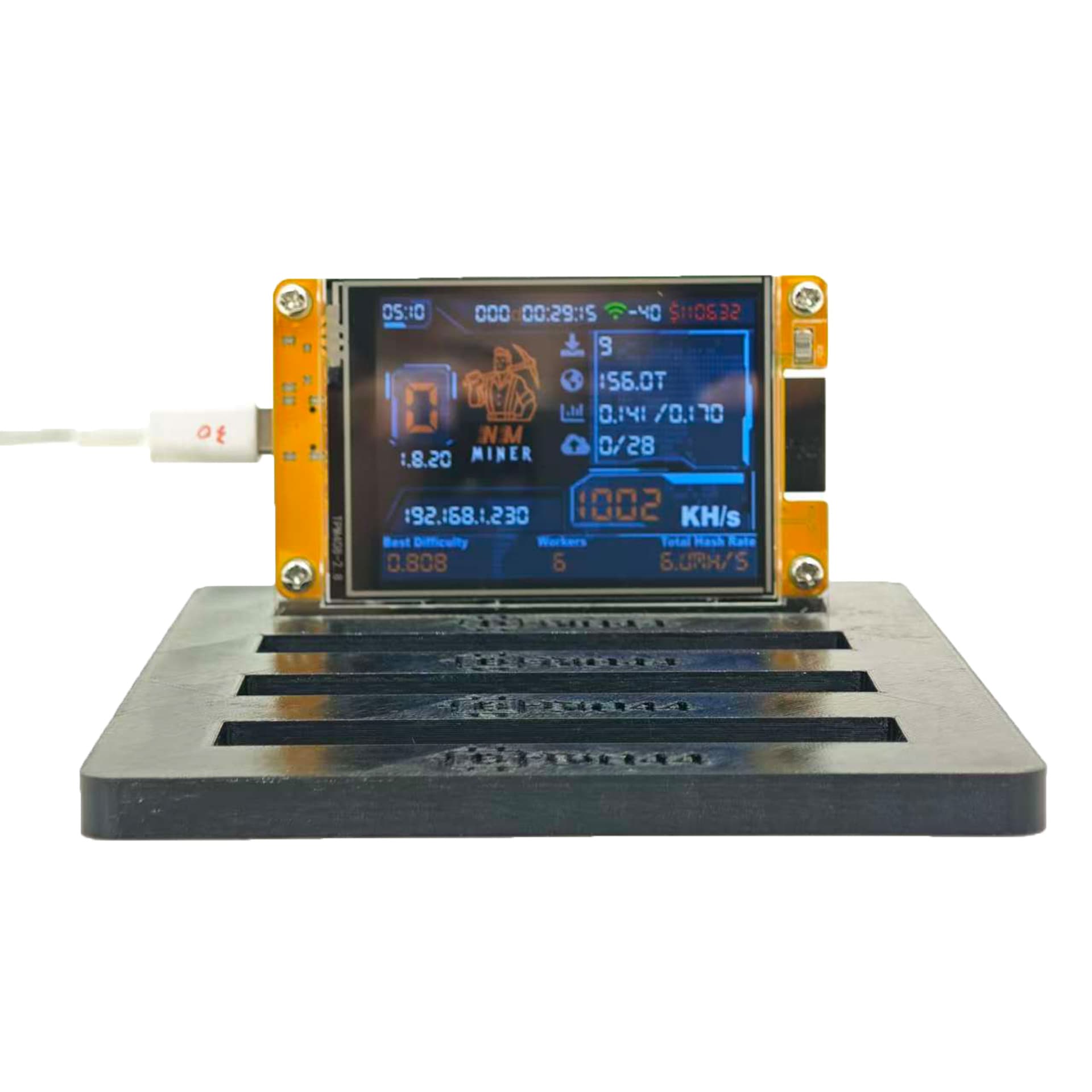 Bitcoin NerdMiner NMMiner ESP32 Module v2 Lotto Machine 2.8-inch Stand with 4 Card Slots