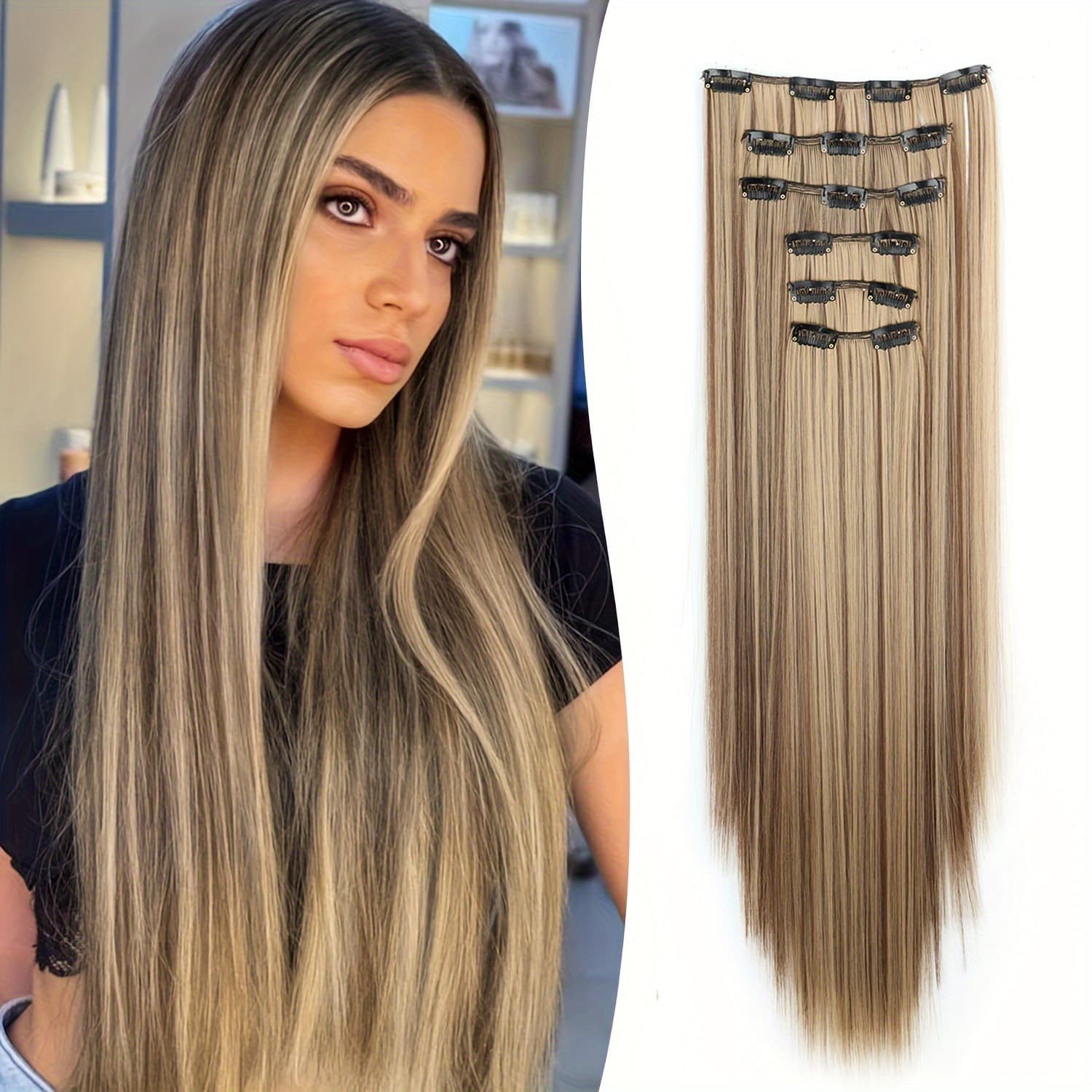 Fashion Long Straight Hair Extension Heat-Resistant Hairpiece for Daily Wear to Add Volume