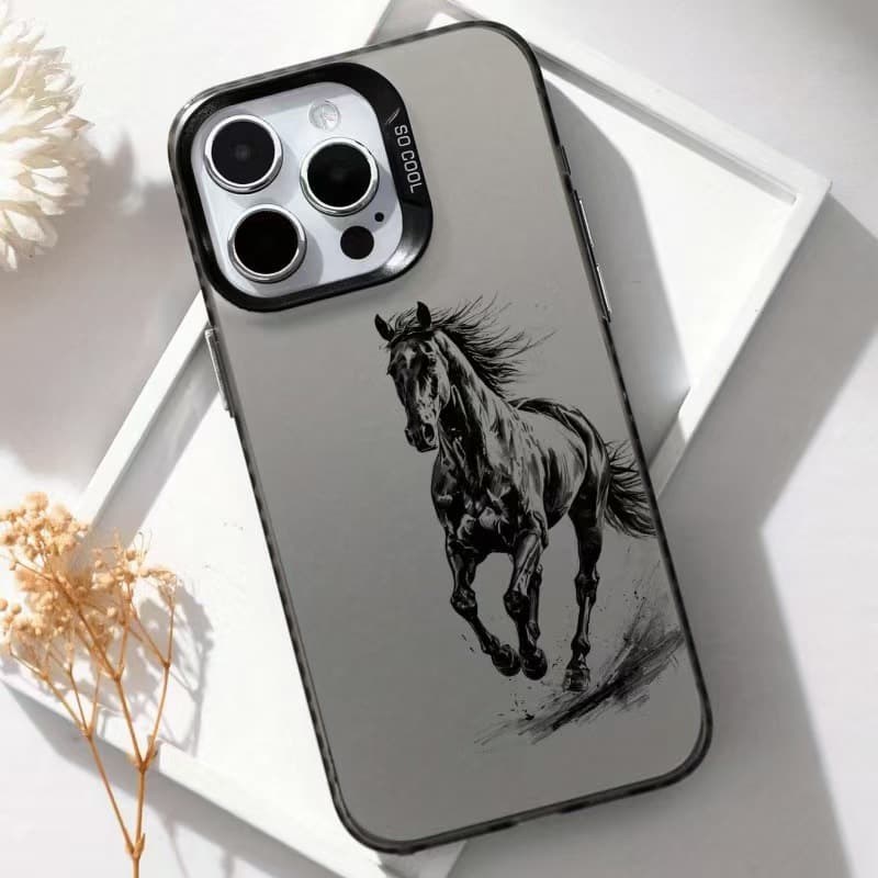 New Year of the Horse Compatible with iPhone 17 Pro Max Case Silver Color Creative 15 Pro 13/11 Pro Max Protective Cover