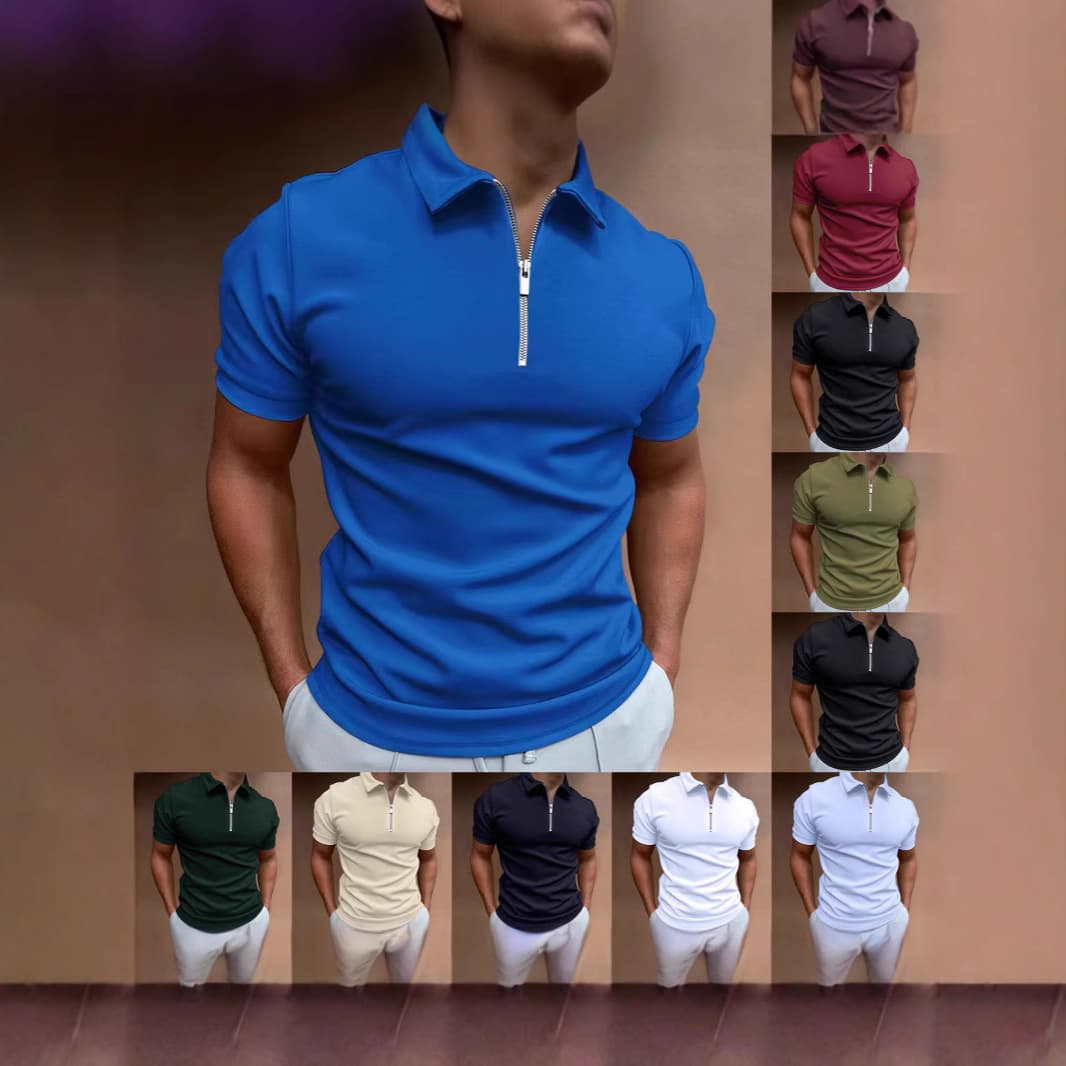 Men's Polo Shirt Summer Solid Short Sleeve Collared T-Shirt Casual Fit European Fashion Polyester Fiber Breathable Machine Washable