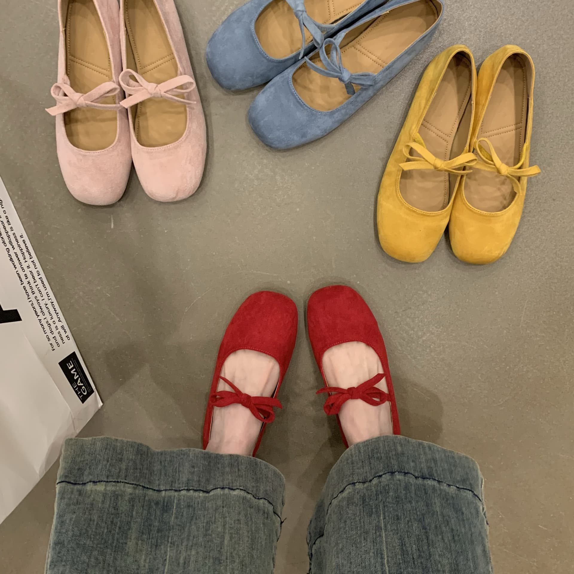 French Vintage Bow Mary Jane Shoes for Women 2025 New Flat Ballet Shoes with One-Strap Shallow Mouth