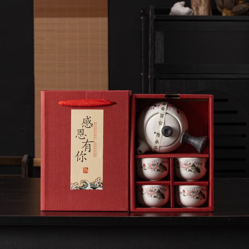Snowflake Glaze Gongfu Tea Set, Ceramic Promotional Gift for Weddings, Birthdays, and Housewarming