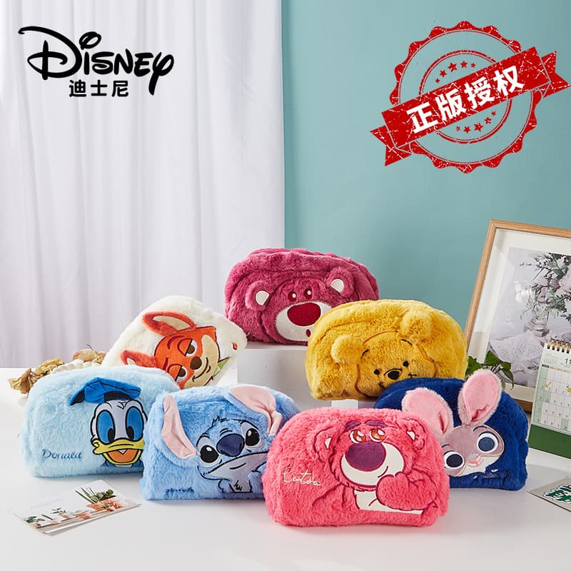 Disney Stitch Zootopia Toy Story Cute Plush Cosmetic Bag Girls Storage Phone Pouch