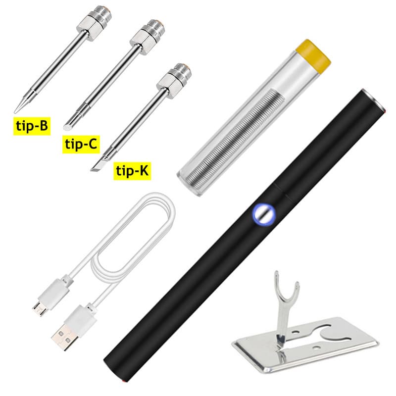 Popular USB Battery Soldering Iron Black Portable Cordless Soldering Iron Tin Soldering Iron Set Soldering Tip