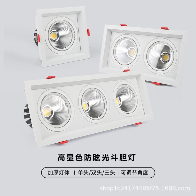 Ra98 High Color Rendering Double Head Track Light Recessed Living Room Grid Light Single Triple Head Commercial Bean Light Square Spotlight