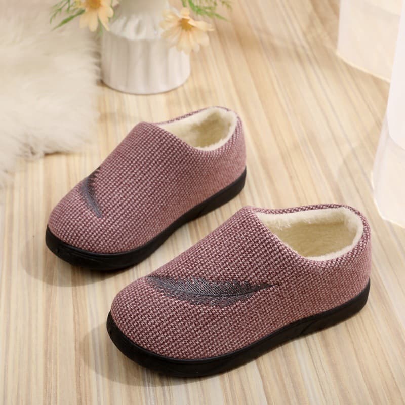 Winter Slippers for Men and Women, Fleece-Lined Cotton Shoes, Warm for Moms, Middle-Aged and Elderly, Thickened Soft Sole, Thick Sole, Home Mao Mao Anti-Slip