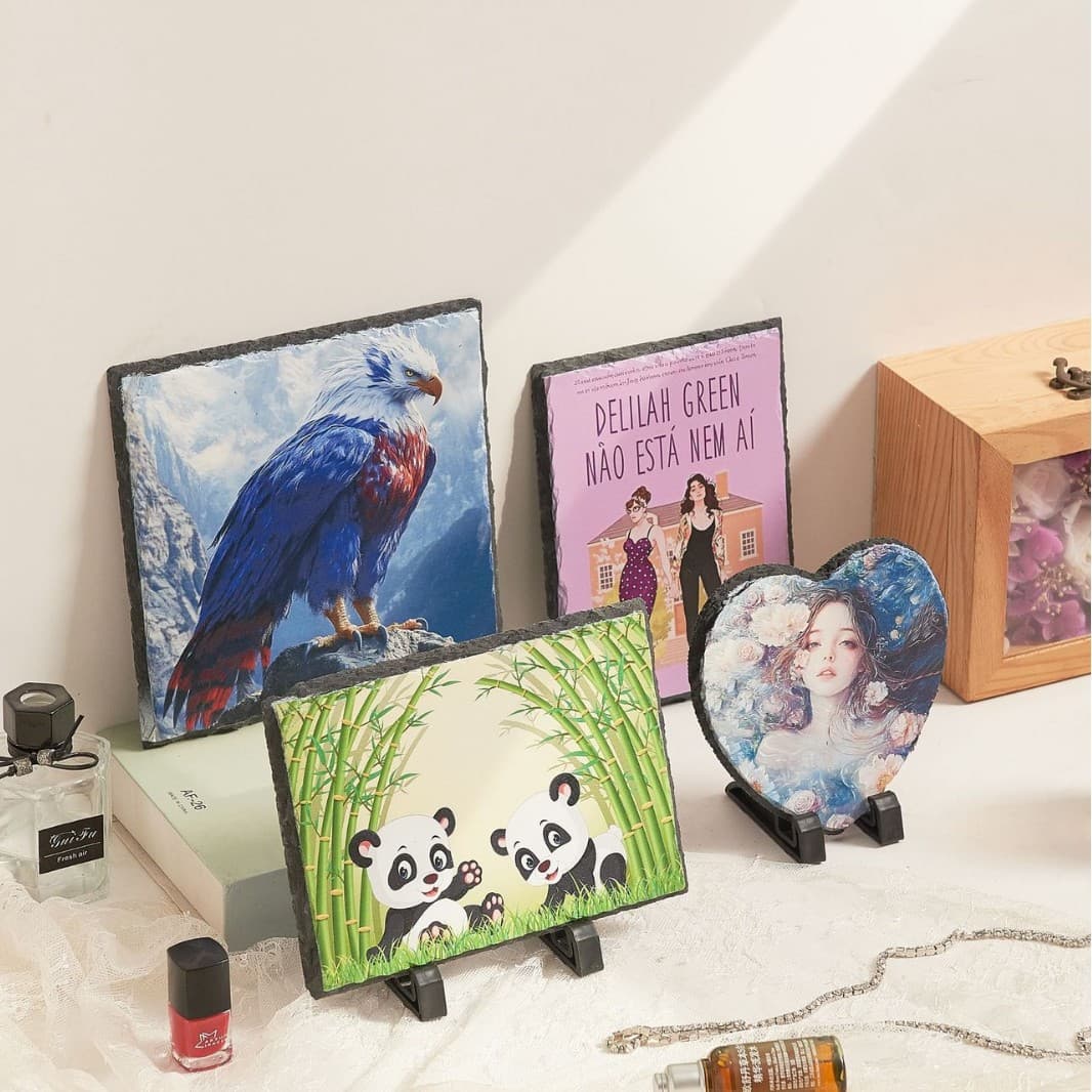 Slate rock print DIY picture can be customized natural slate plaque decorative painting door flower insert pet sign DIY