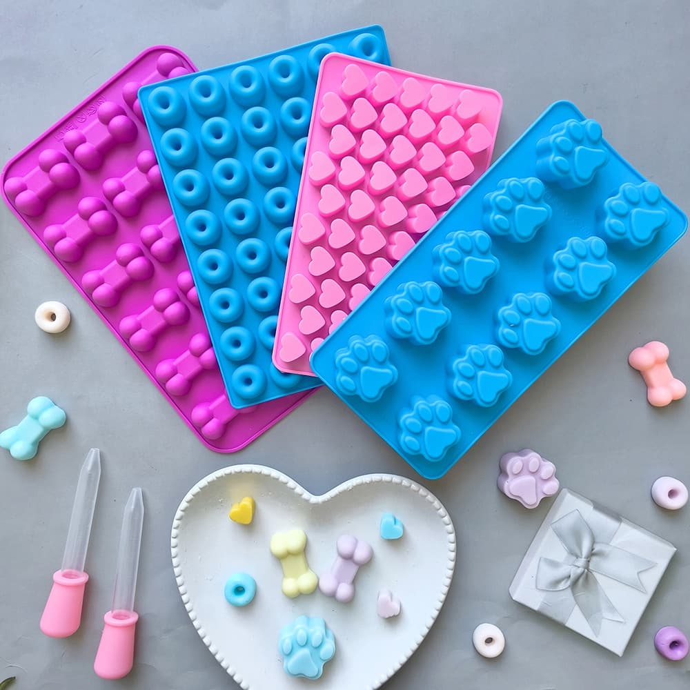 4 types of chocolate with dropper set silicone mold cat paw/donut shape candy making baking supplies