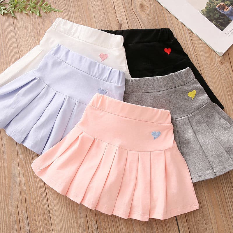 Girls' Summer Pleated Skirt with Safety Shorts, Children's Skirt for Medium and Large Kids, Trendy Girls' Short Skirt