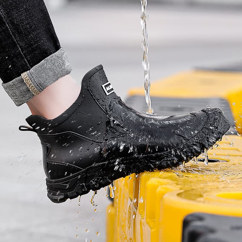 Men's Outdoor Short Black Rain Boots Urban Waterproof Boots Anti-Slip Wading Shoes Khaki Rubber Boots Men's Rain Boots