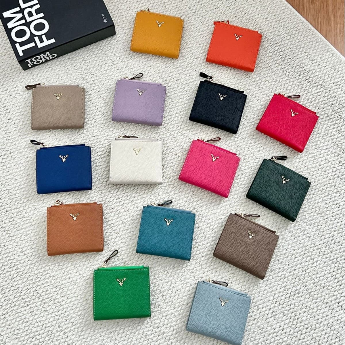 Cross-Border Hot Selling Short Wallet for Women, Top Layer Leather with Lychee Texture, High-Quality Genuine Leather Zipper Coin Purse, Two-Fold Small Card Holder
