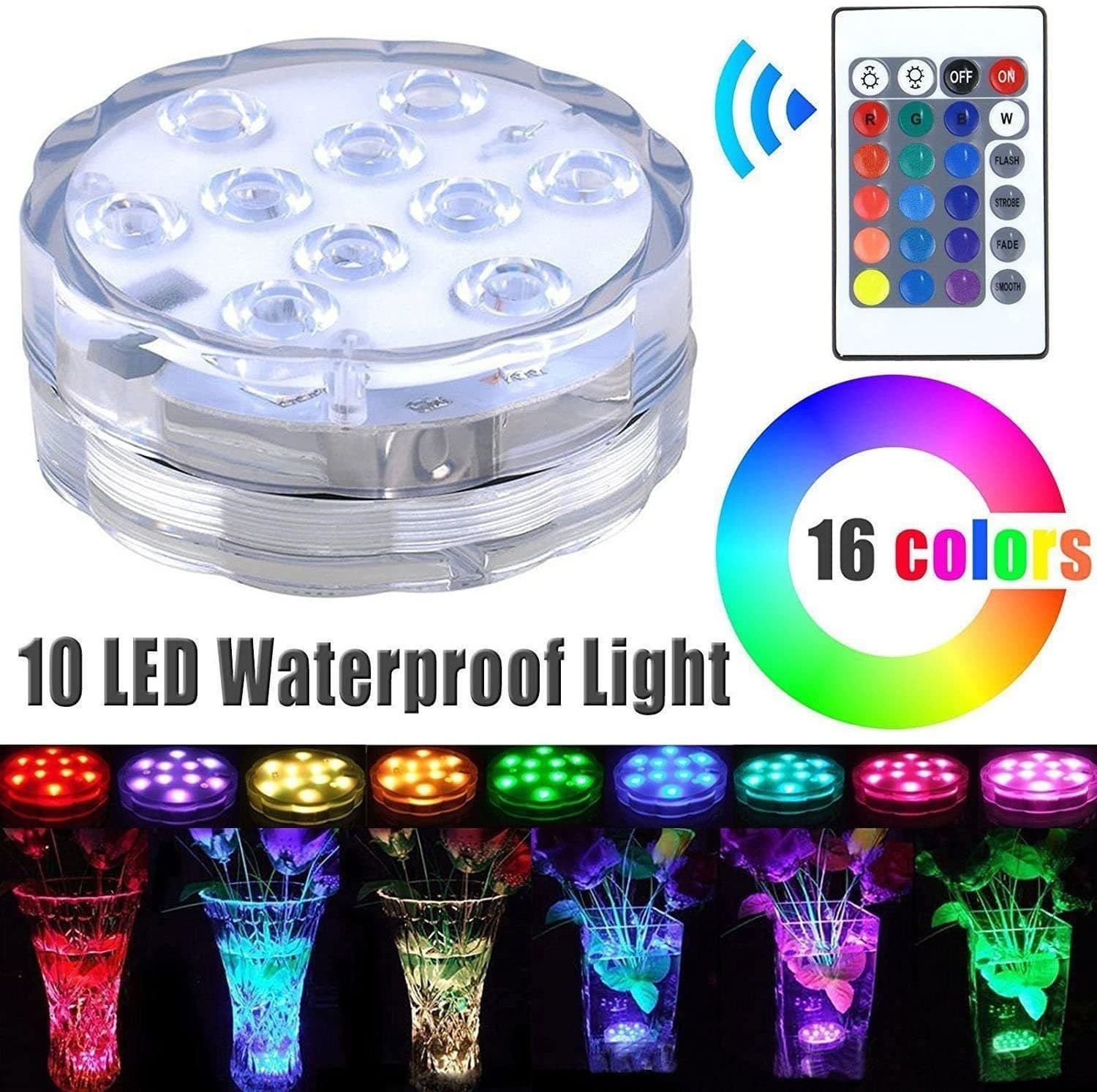 Diving light LED 24-key remote control colorful RGB swimming pool light fish tank light landscape light vase light fountain light underwater light