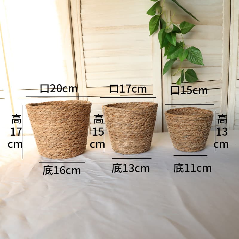 Best-selling Woven Grass Flower Pot, Rattan Flower Basket for Plants, Green Plant Decorative Cover Pot, Woven Flower Container with Bear Hug Bucket