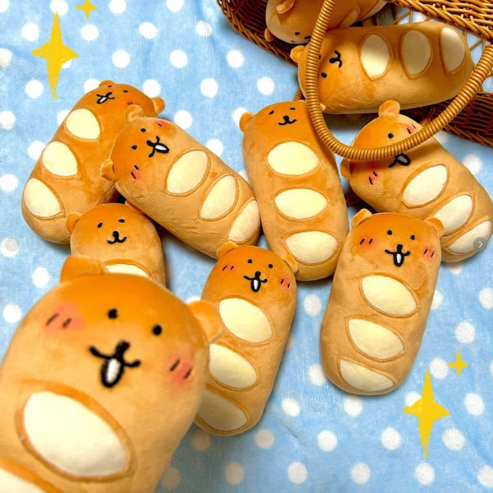 Baguette Self-deprecating Bear Keychain Plush Toy Cartoon Doll Bag Pendant Cute Cute Doll Birthday Gift