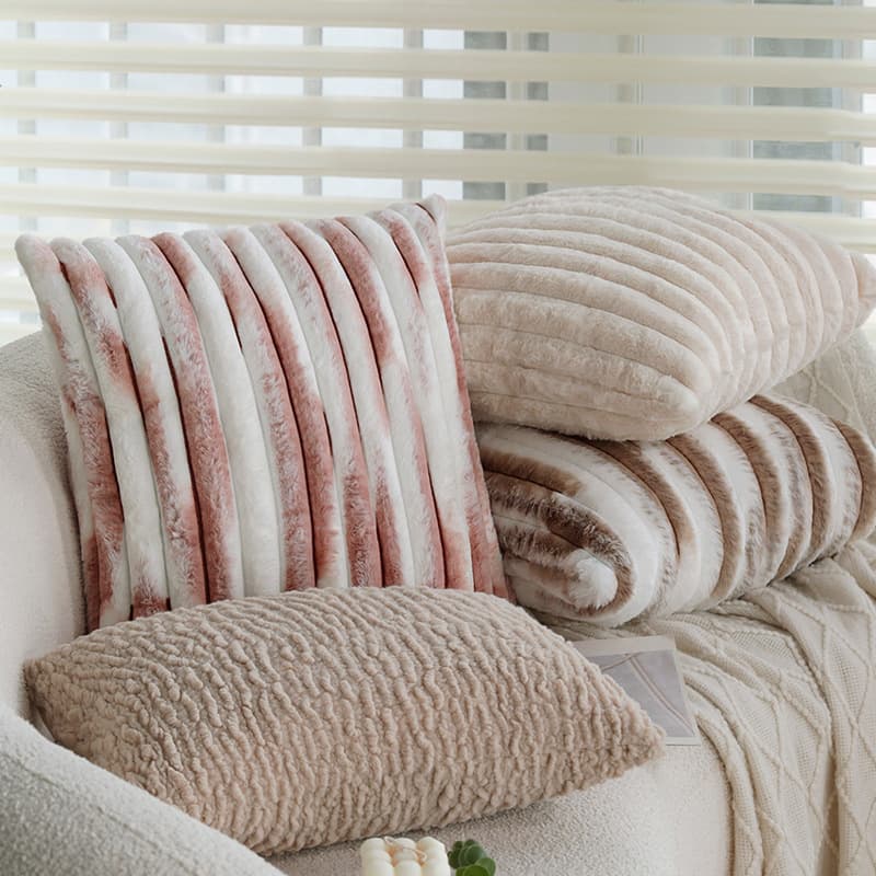 Double-sided Plush Throw Pillow Pink Back Cushion for Living Room Sofa, Guesthouse, Showroom Waist Pillow Cushion Cover Removable and Washable
