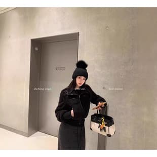 Ququ Ouyang 'White Woman Relaxed Line' Soft Plush Touch! Super Warm Eco-Friendly Faux Lamb Wool Coat Winter