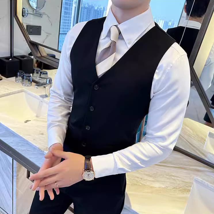 2024 five-button men's slim vest men's suit vest business formal vest European size