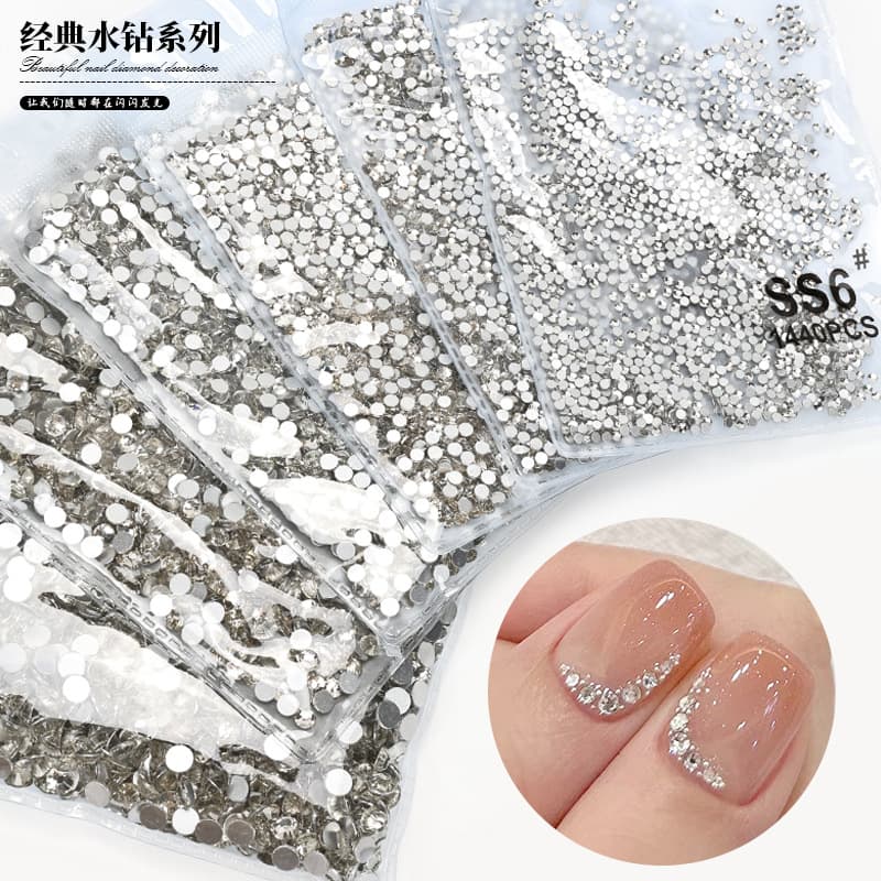 Nail Art Flat Bottom Diamond Super Flash Czech Austrian Diamond AB Color Size Mixed Glass Rhinestone 1440 Pieces Nail Art Jewelry Diamond Jewelry