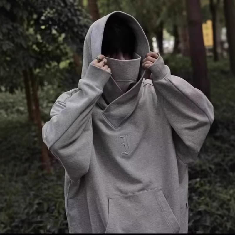 High Collar Social Anxiety Hoodie Men's Style American Casual Heavyweight Jacket Loose Fit Casual Scenarios Chinese Origin