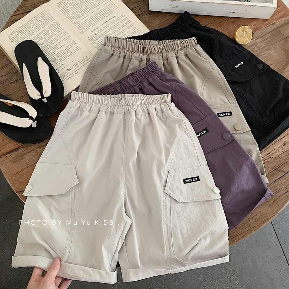 Muye Kids Summer Five-Point Pants Baby Korean Style Versatile Cargo Pants Huzhou Zhili Boys Loose Mid-Length Shorts