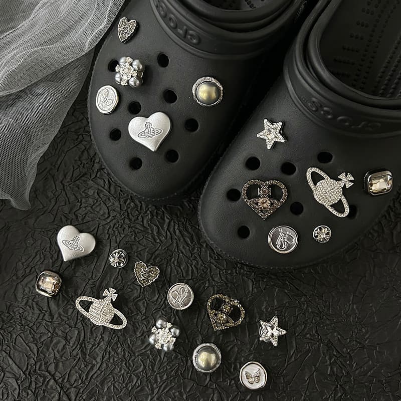 Lost Saturn Croc Charms Alloy Shoe Surface Accessories Metal Rhinestone Compatible with Cross Decoration Buckle DIY Materials