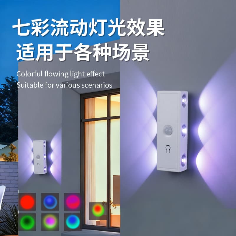 Cross-border Indoor Wall Lamp Six Cat Eyes Hill Human Body Induction Magnetic Wall Lamp Rechargeable Night Light Double Cat Eye Ambient Light