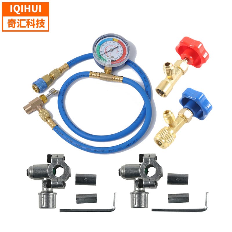 Cross-border 134A Fluoride Meter Refrigerant Pressure Gauge Kit Air Conditioning Fluorine Tube Needle Air Conditioning Valve Refrigerant Opening Valve