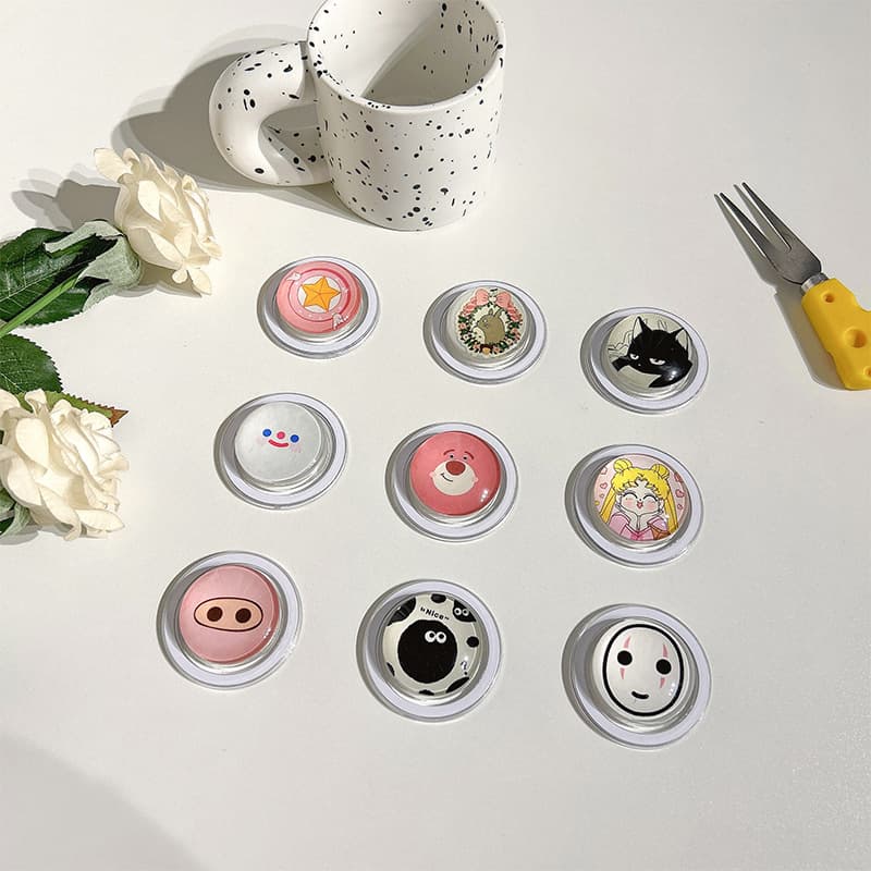 Magnetic Phone Grip Stand Back Sticker Kickstand Glass Round Clown Pig Nose Pretty Girl Retractable Detachable