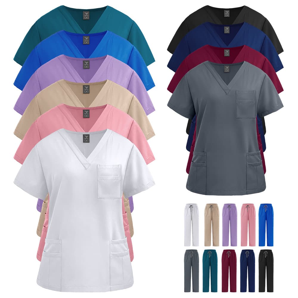 meoexin Cross-border Amazon Operating Room Scrub Set Women's Short Sleeve T-Shirt Nurse Uniform Surgical Uniform Workwear Drop Shipping