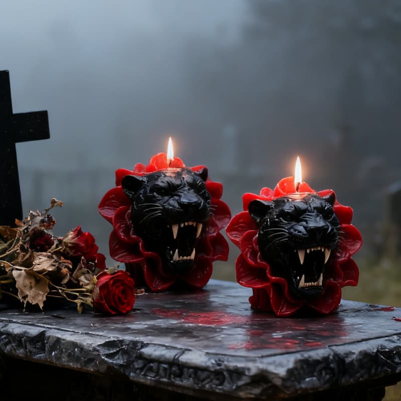 Wenxin Stereo Black Panther Flower Scented Candle Silicone Mold DIY Creative Art Handmade Soap Plaster Ornaments