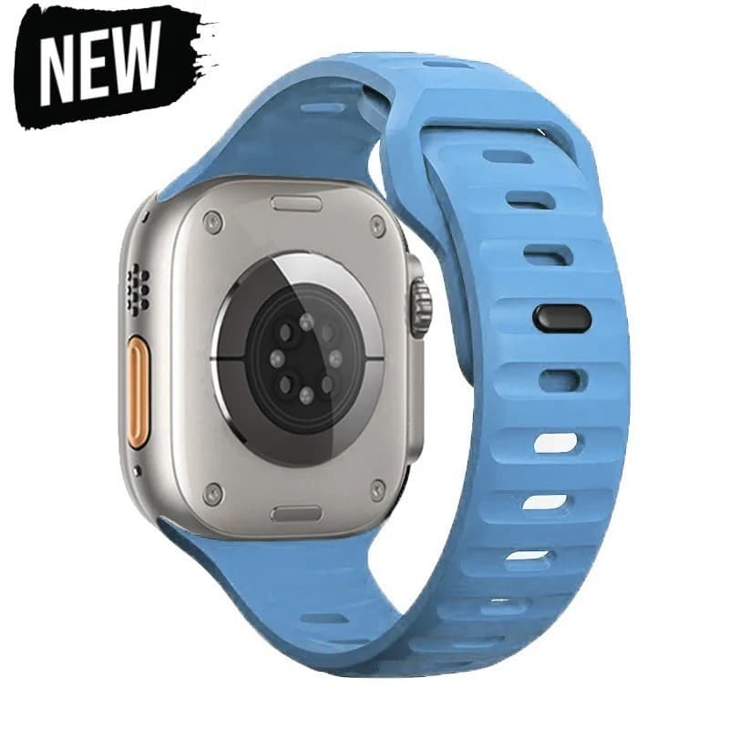 For Apple Watch Ultra Watch Strap iwatch9 Solid Color Snap Sport Silicone Strap