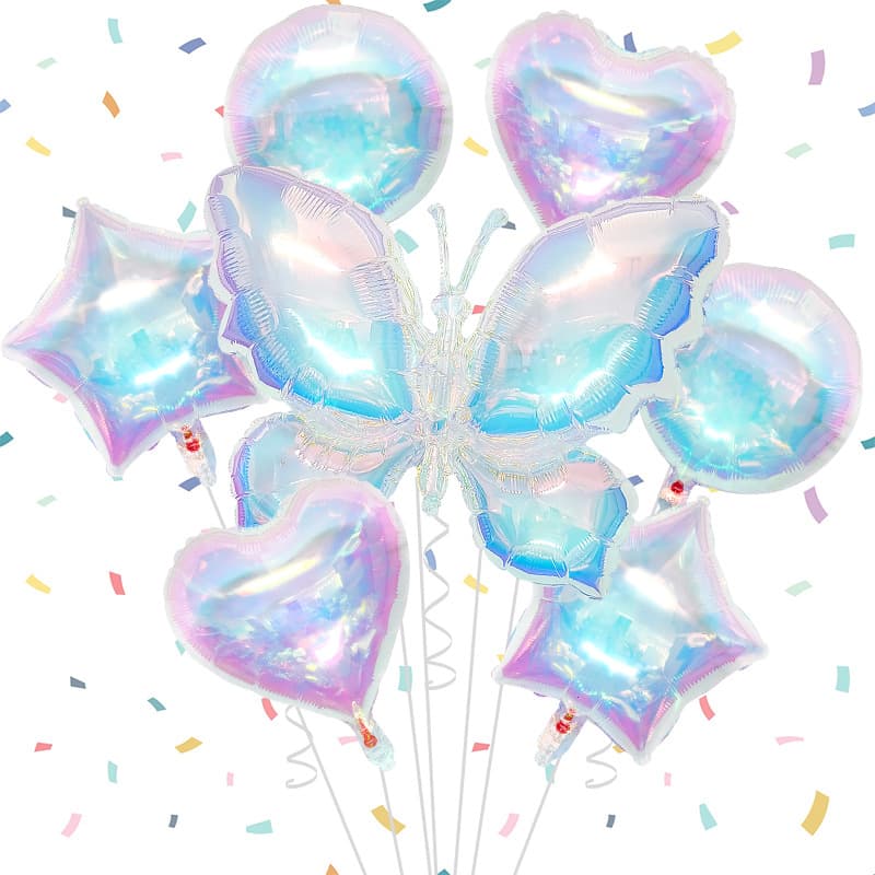 Cross-border Colorful Butterfly Heart Star Balloon Set for Wedding Party Birthday Decoration Photo Props