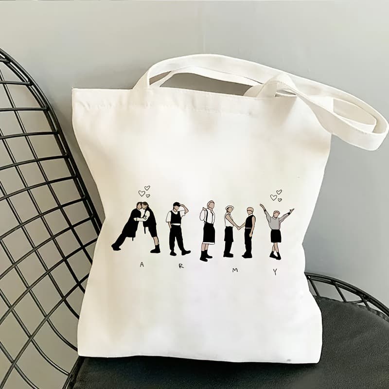 BTS ARMY Canvas Bag BTS Fan Support Large Capacity Tote Bag