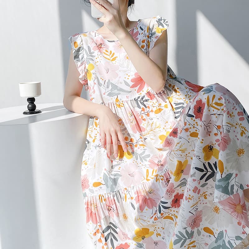 Cotton Silk Sleep Dress for Women, Spring/Autumn Plus Size Tank Dress, Summer Wearable, High-End Long Cotton Silk Dress, Homewear