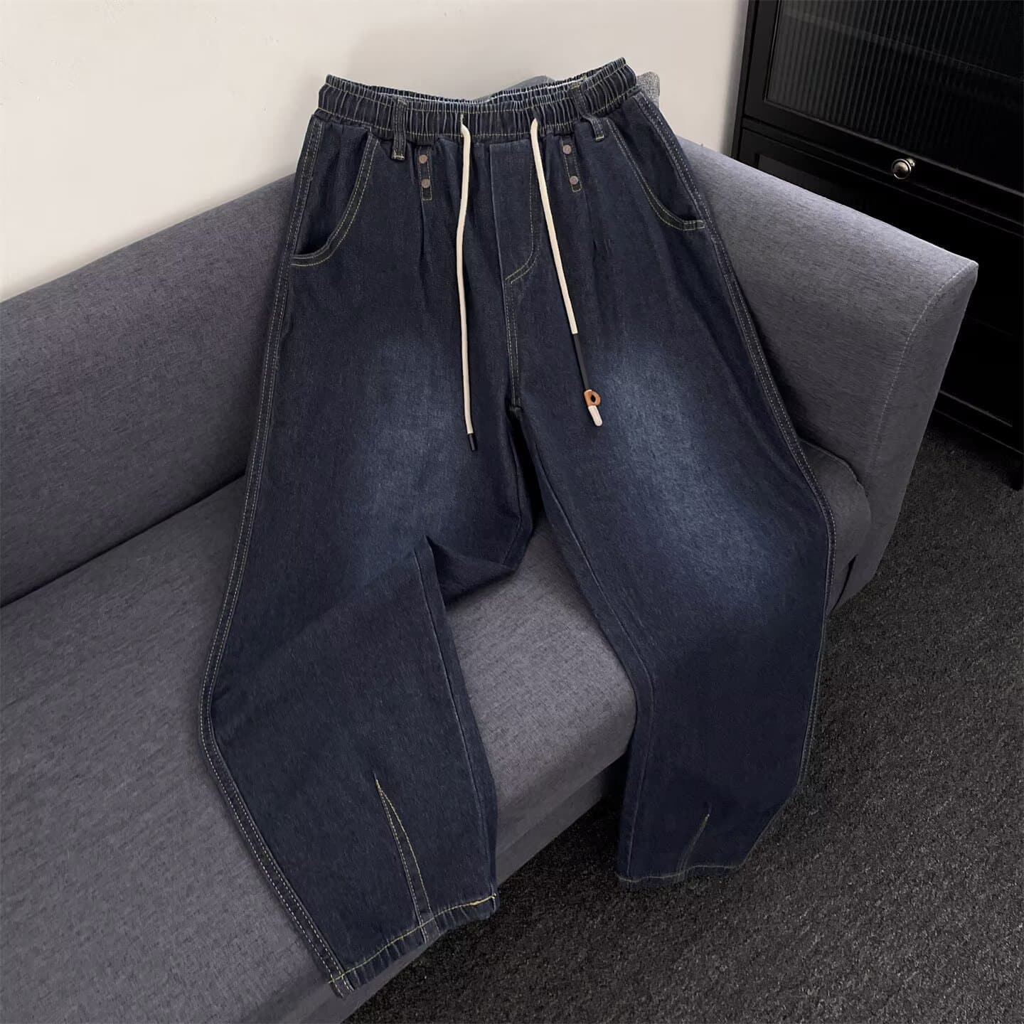 American loose small straight-leg jeans for men in autumn and winter new style washed retro harem pants handsome dad pants on behalf of