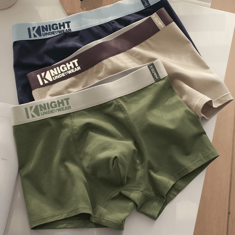 Men's Boxer Briefs Pure Cotton Full Cotton Four-Corner Solid Color Men's Four-Corner Pants Comfortable Men's Pure Cotton Underwear 100% Cotton Antibacterial