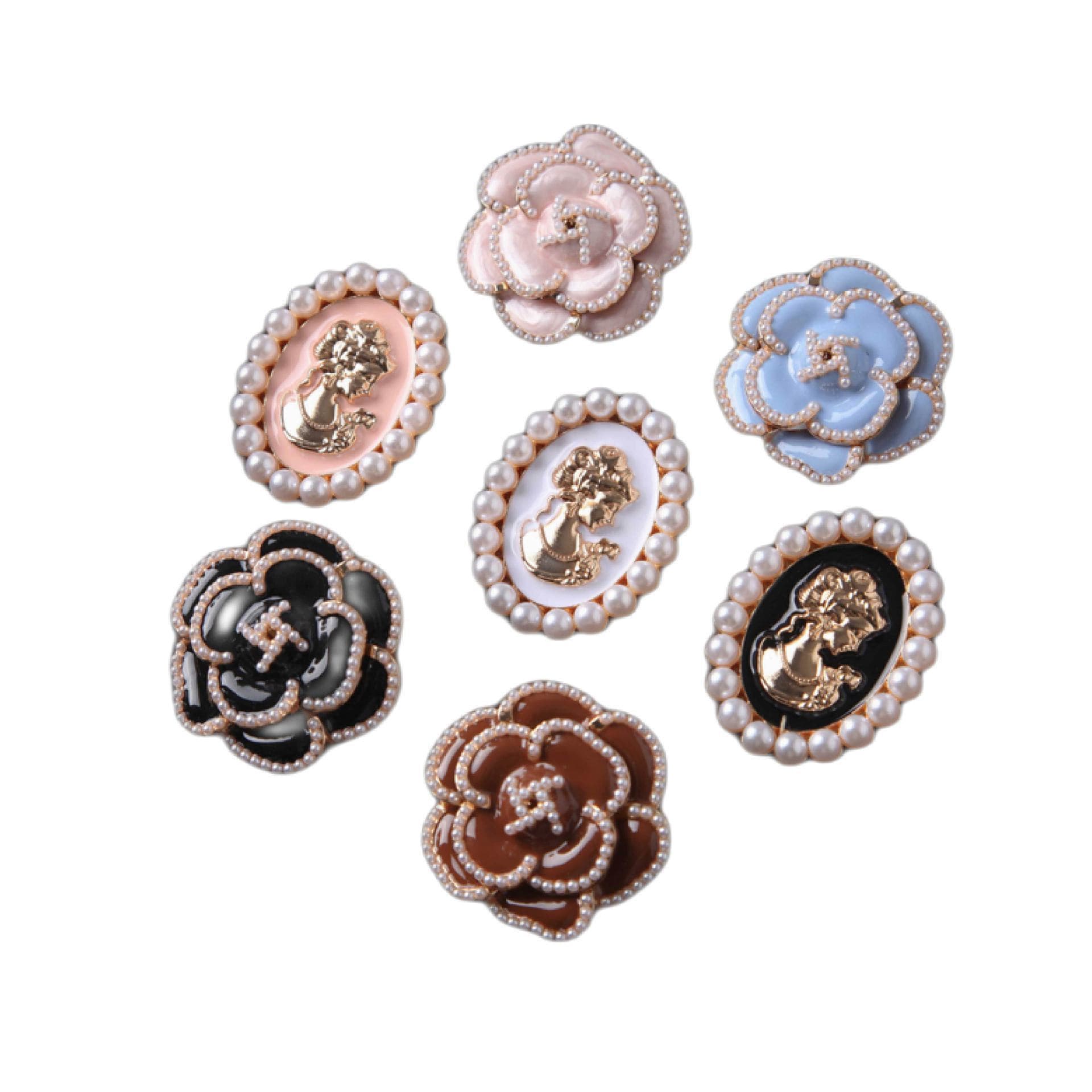 Camellia Beauty Series Vintage Metal Journal Clip with Camellia Rhinestone Pearl Decorative Scrapbook Clip