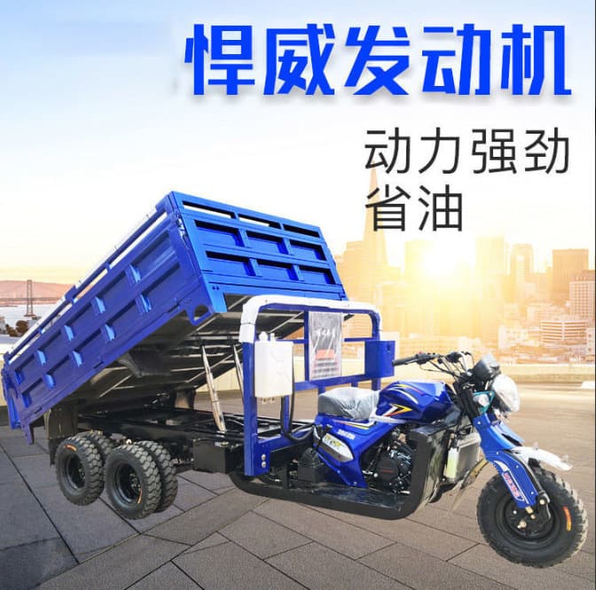 Gasoline Three-Wheeled Motorcycle Cargo Agricultural 300cc Dual-Axle Dual-Drive Dump Four-Wheel Drive Sidecar Tricycle