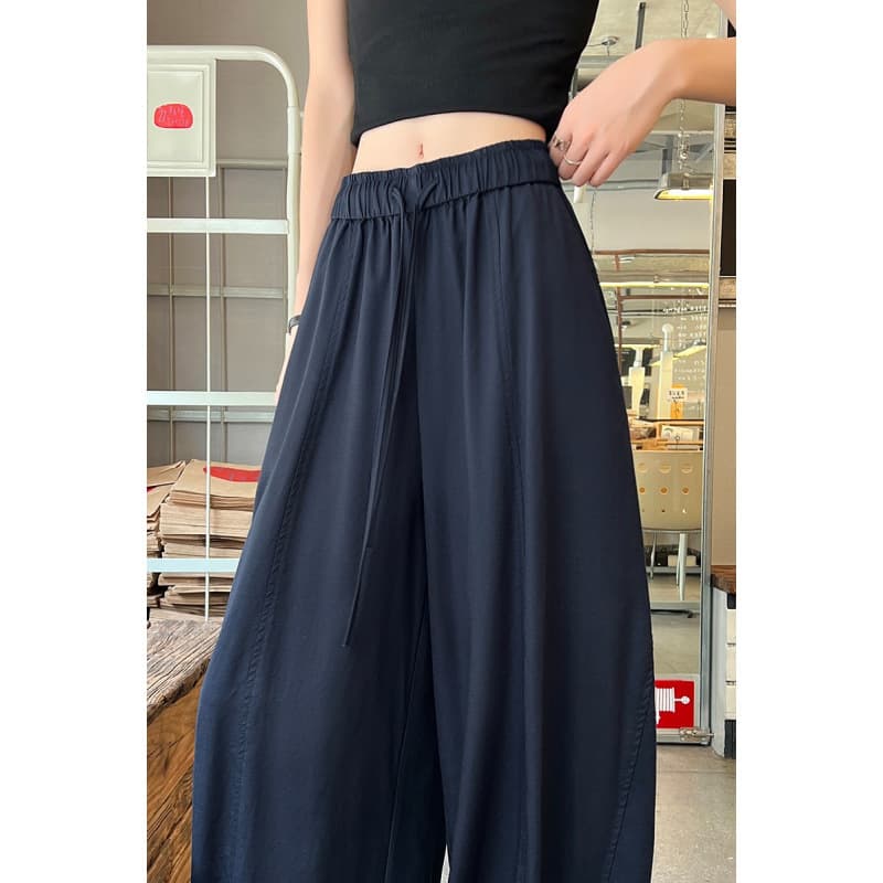 Scimitar pants women's summer thin loose high-waisted elastic drawstring drape sunscreen straight casual wide-leg pants Yamamoto pants