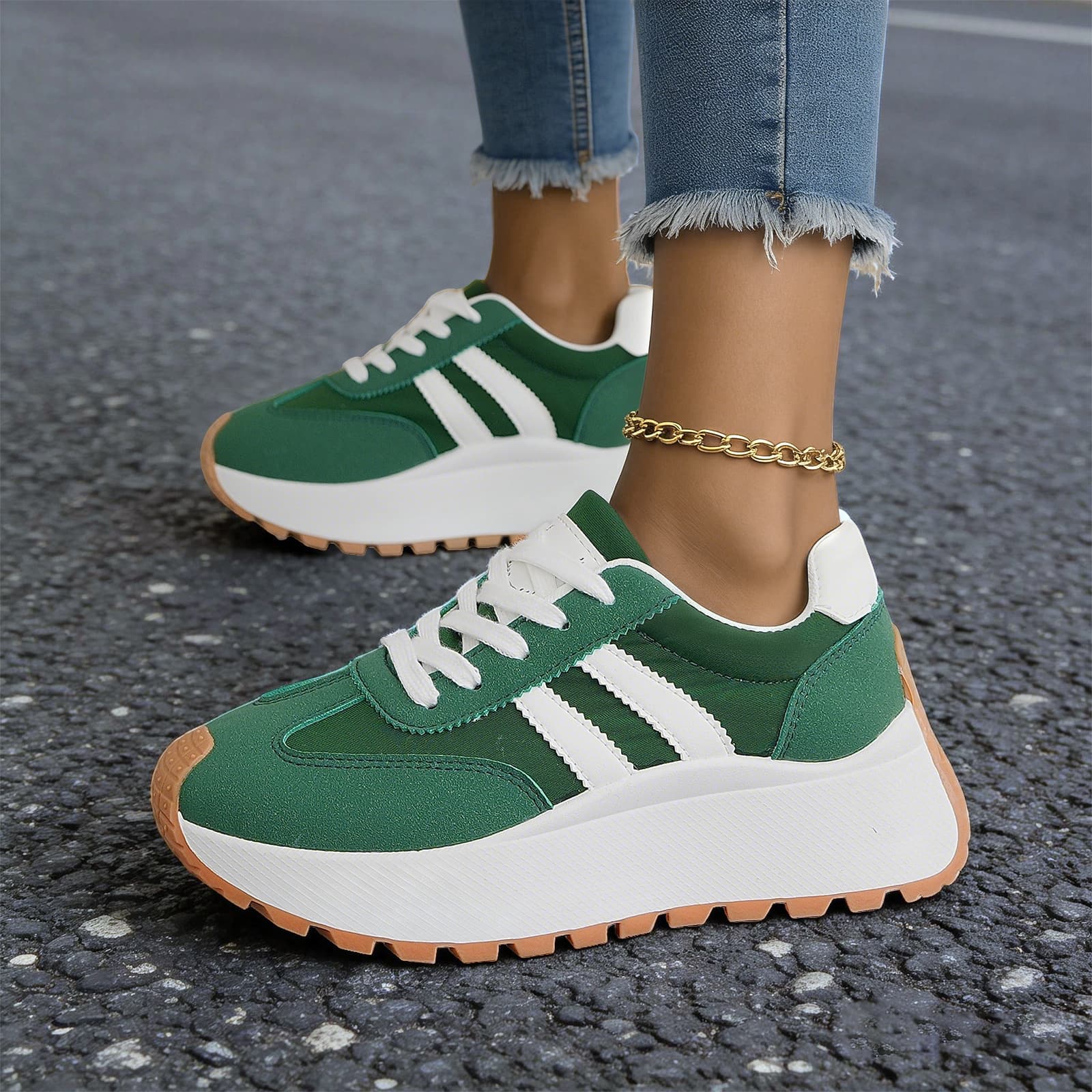 Women's Shoes 2026 Summer New Cross-Border Casual Sneakers Breathable Fashion German Training Shoes Heightening Breathable Sports Shoes