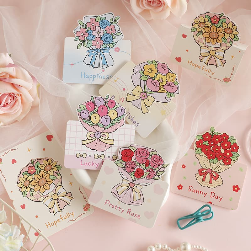 Gift bouquet message greeting card small card blessing ins three-dimensional bouquet Valentine's Day March 8 520 Mother's Day New Year's Day