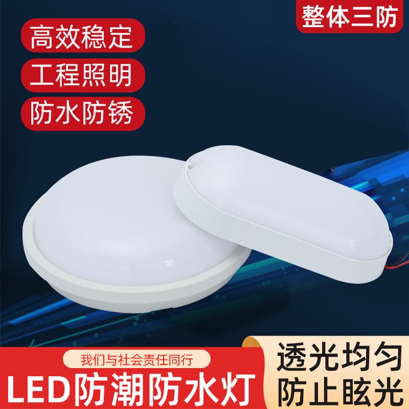 Wholesale Engineering-Grade Waterproof and Dustproof Lights, Round and Oval LED Tri-Proof Ceiling Lights, Electric Well Moisture-Proof Wall Lights, Super Bright