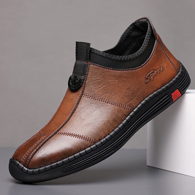 Single Cotton Same Style Autumn Winter Casual Leather Upper Cotton Shoes Slip-On Lazy Driving Dad Shoes Fleece Lined Thickened Warm Men's Shoes