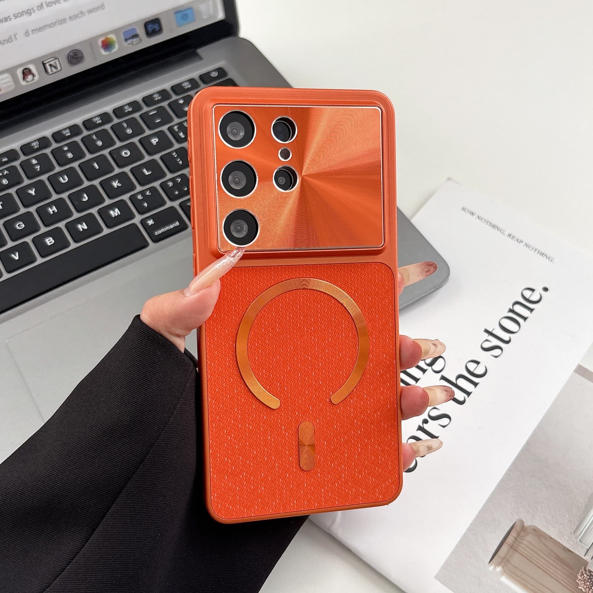Metal Aurora Large Window Full Coverage Protective Case for Samsung 24 Ultra, 26U Instantly Transforms into 25 Ultra, Corning New Style Magnetic