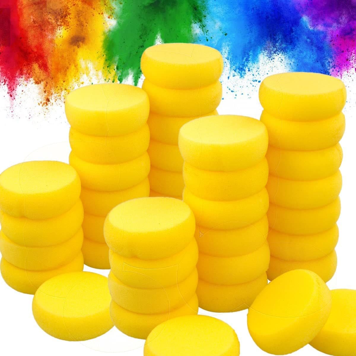 Children's Early Education Doodle Round Sponges Yellow Absorbent Stamp Round Sponges Ceramic Art Painting Tools
